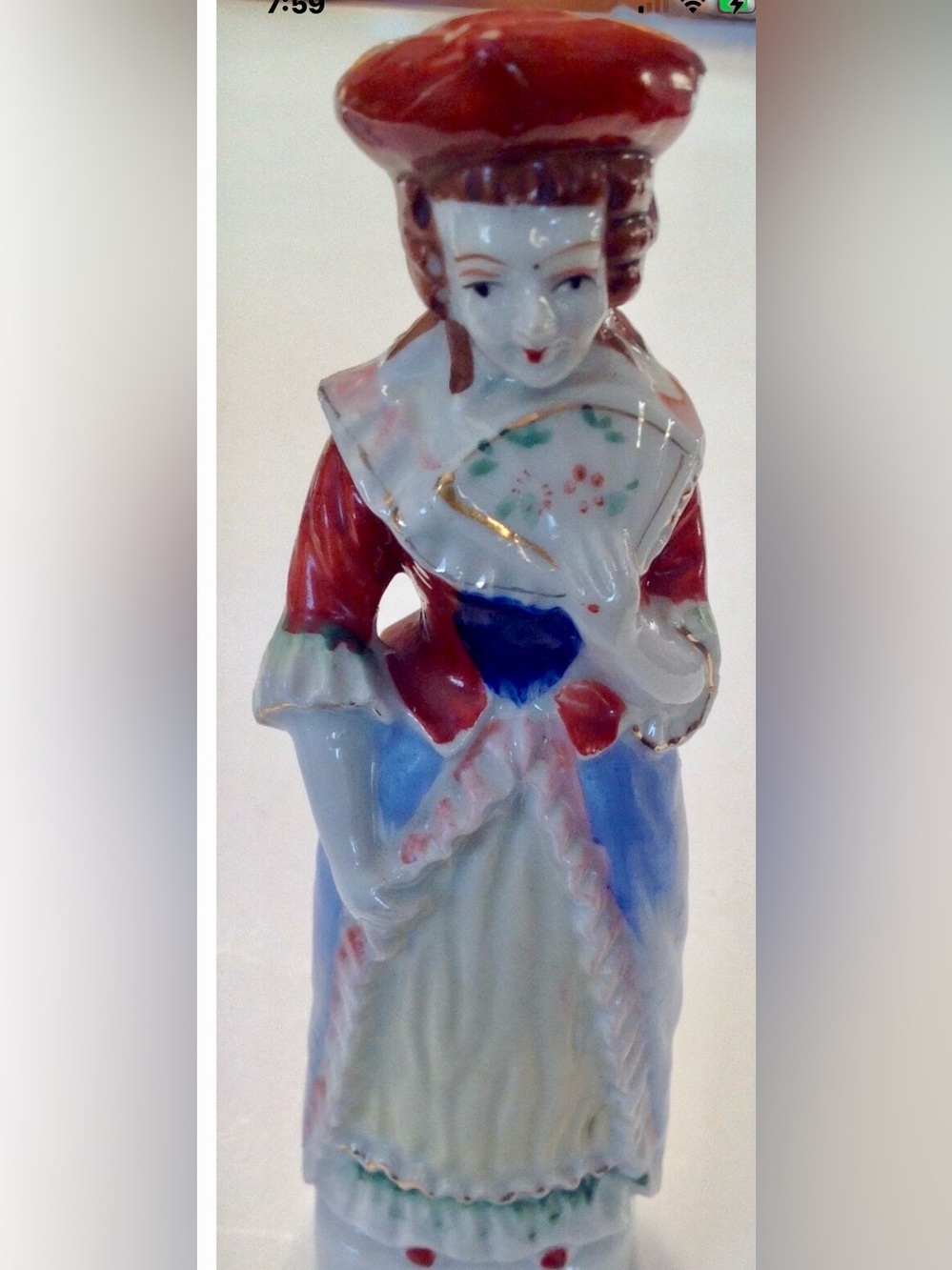 Occupied Japan Porcelain Figurine Vintage Revolutionary Woman 6.5" Tall